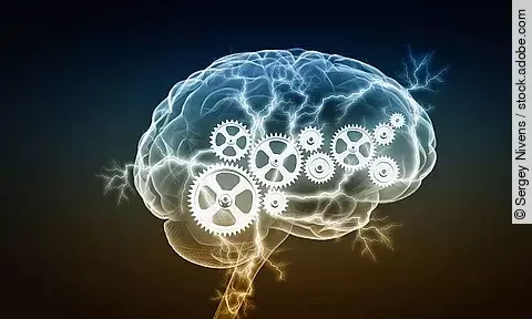 Illustration: Mechanismen im menschlichen Gehirn, Zahrädchen