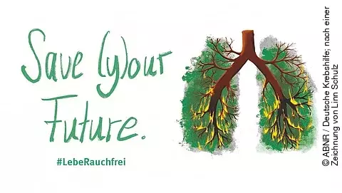 Plakat zum Weltnichtrauchertag 2022: Baum in Form einer Lunge
