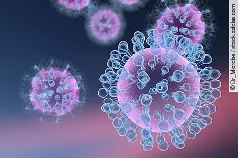 Illustration: farbige Influenzaviren