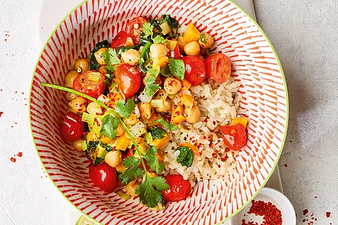 Spicy Kichererbsen-Curry mit Basmatireis
