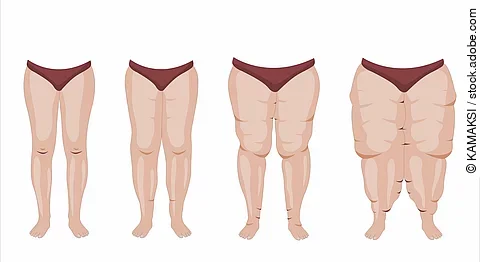 Illustration: 4 Stadien des Lipödems