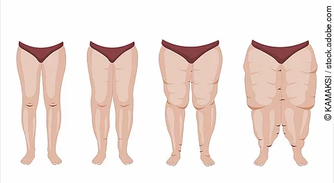 Illustration: Lipödem-Stadien 1-3