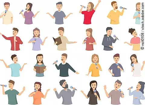 Singende Menschen grafisch dargestellt.