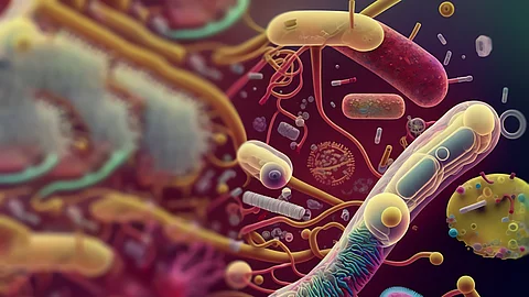 Darmmikrobiom grafisch dargestellt (Besiedelung).