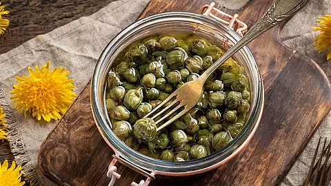 Superfood Knospen in Flüssigkeit im Einmachglas