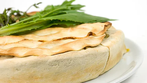 gedeckte Quiche mit Hopfensprossen