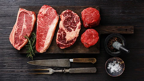 Variation von Fleisch, Steaks, Frikadelle