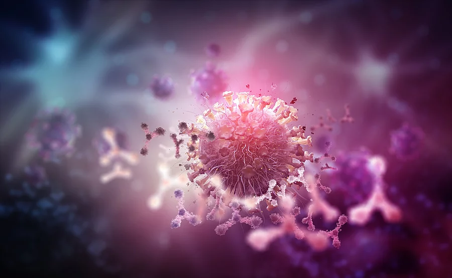 Illustration: Virus und Antikörper