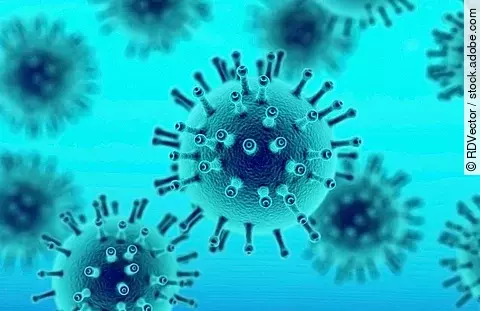Coronavirus vor blauem Hintergrund