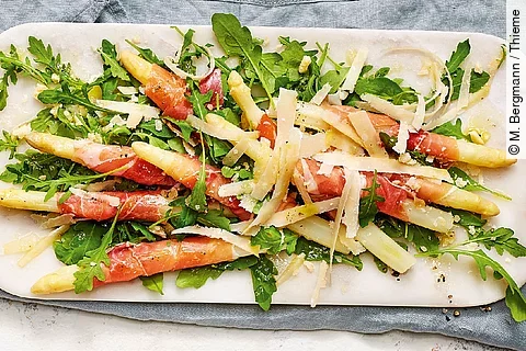 Spargel mit Parmaschinken und Rucola