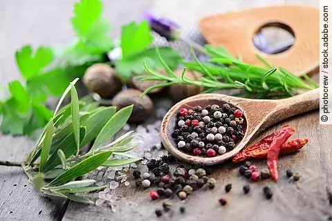 Gewürze, Pfeffer, Salz, Chili, Salbei