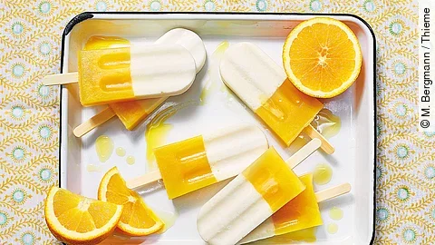 Orangen-Eis am Stiel