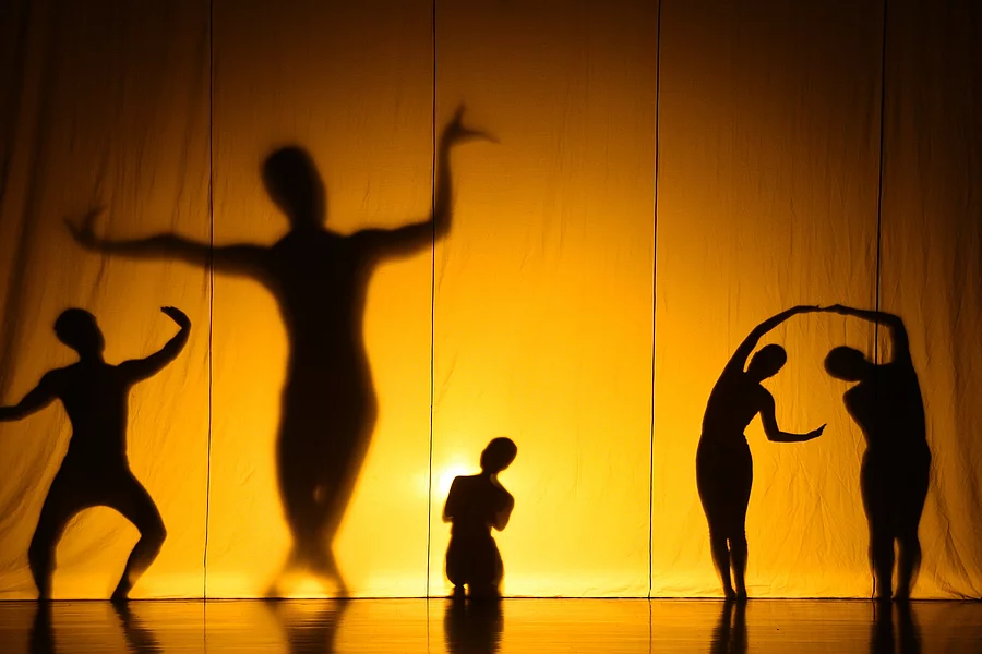 human shadow show Tanzende Schatten auf einer Bühne