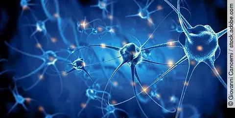 3D-Illustration von aktiven Nervenzellen. 