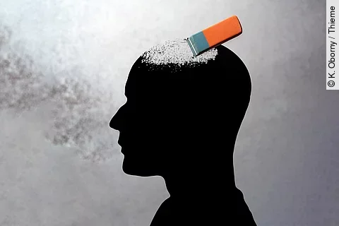 Radiergummi radiert Gedächtnis an Kopf aus