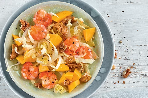 Chicoréesalat mit  Garnelen