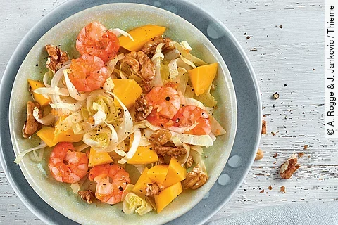 Chicoréesalat mit  Garnelen