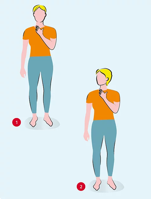 Illustration: Übung Fingertrick mit Schulterblick