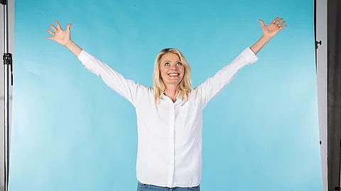 Frau, Siegerpose