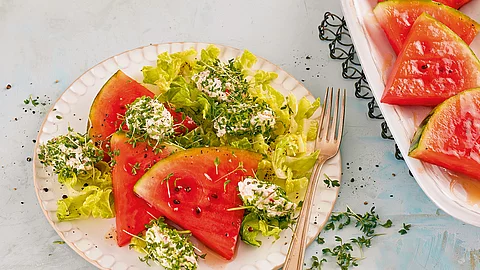 Gegrillte Wassermelone mit Ricottanocken