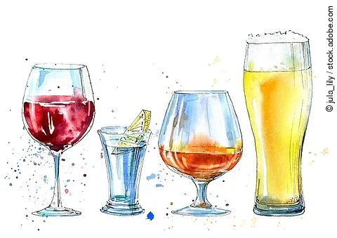 Bier, Wein, Cognac, Weinbrand, Drink, Gin-Tonic