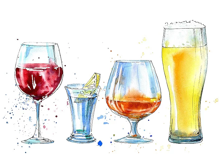 Bier, Wein, Cognac, Weinbrand, Drink, Gin-Tonic