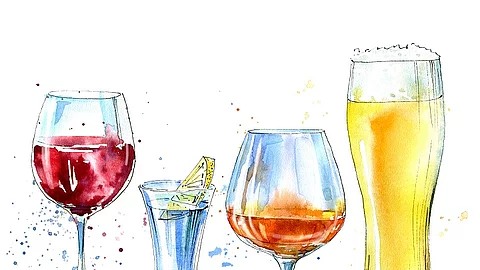Bier, Wein, Cognac, Weinbrand, Drink, Gin-Tonic