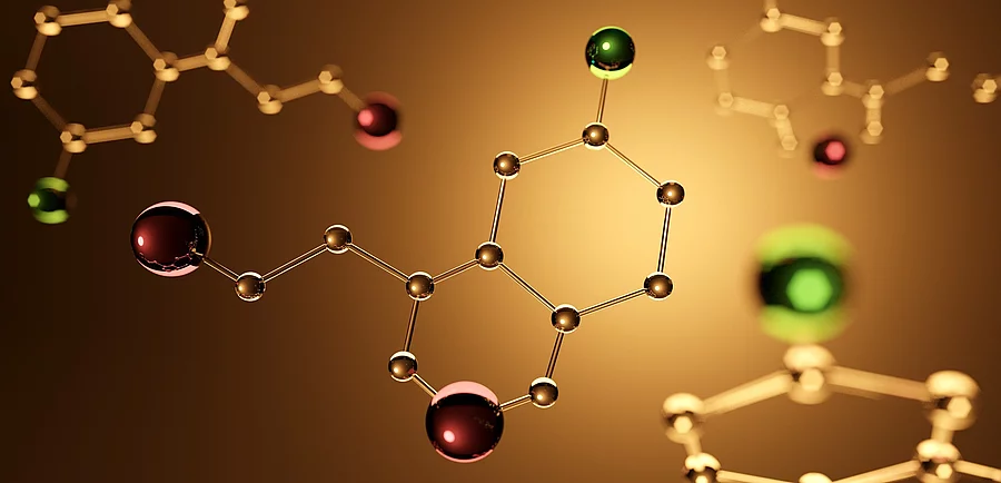 3-D-Illustration eines Serotonin-Moleküls