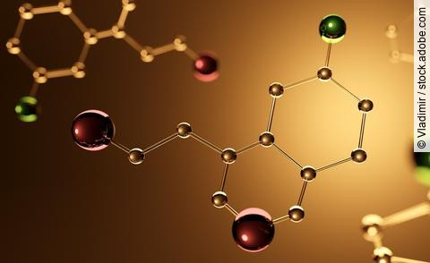 3-D-Illustration eines Serotonin-Moleküls