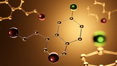 3-D-Illustration eines Serotonin-Moleküls