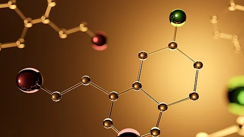 3 D Illustration: Modell eines Serotonin-Moleküls