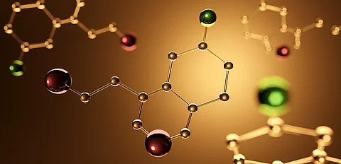 3-D-Illustration eines Serotonin-Moleküls
