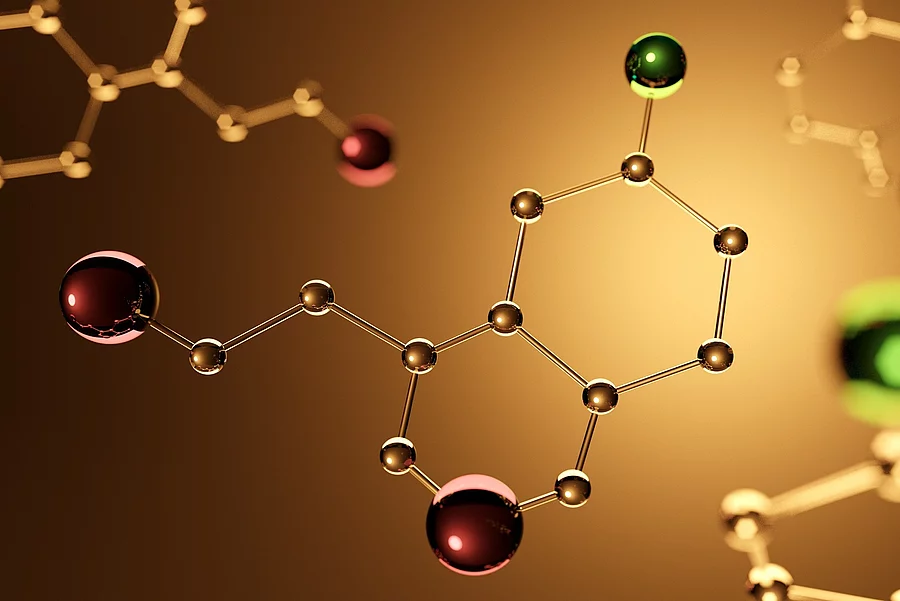 3 D Illustration: Modell eines Serotonin-Moleküls