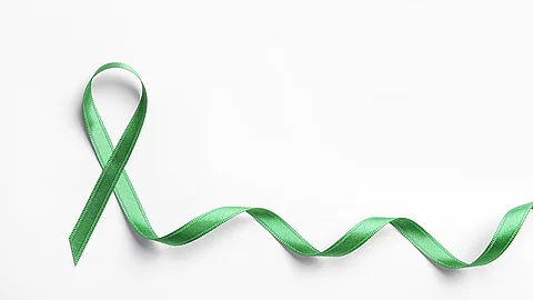 Grüne Schleife auf weißem Hintergrund Grüne Schleife auf weißem Hintergrund