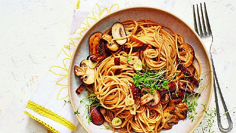 Spaghetti mit gebratenen Champignons