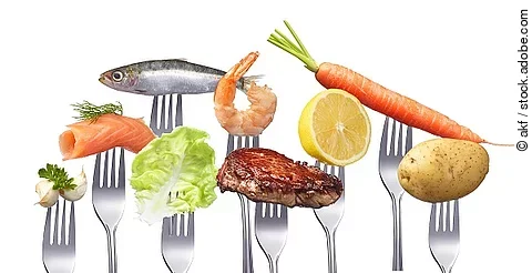 gesunde Nahrungsmittel auf Gabeln