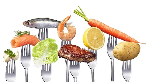 gesunde Nahrungsmittel auf Gabeln