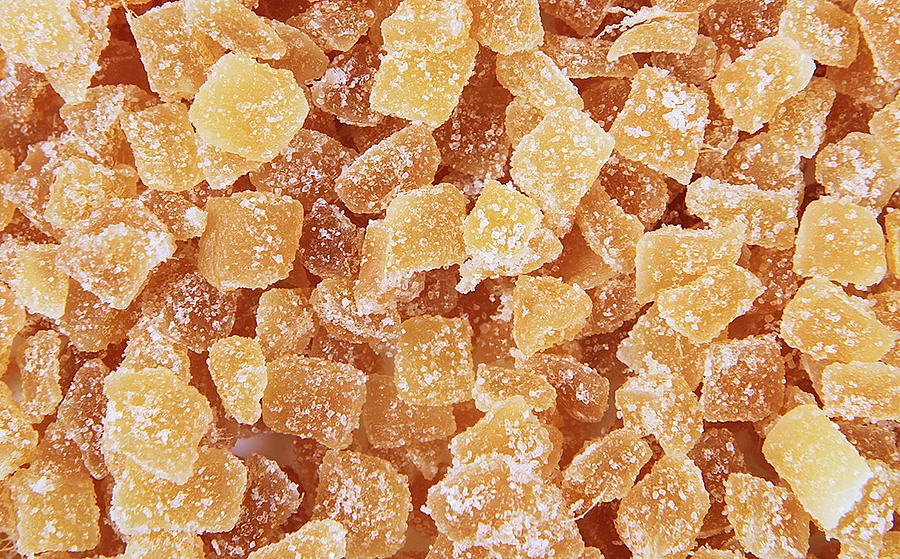 Bonbons aus Ingwer mit Zucker bestreut