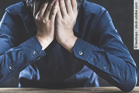 Angst, Mann, Hände, Gesicht, Sorge