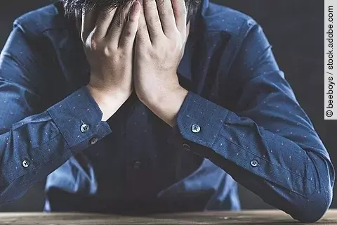 Angst, Mann, Hände, Gesicht, Sorge