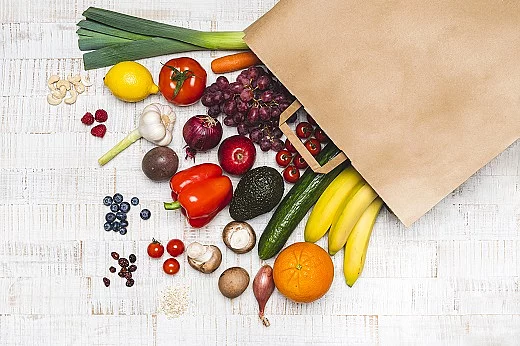 Gemüse, Obst, Papiertüte