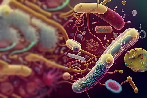 Illustration: Mikroben im Darm, Darm-Mikrobiom