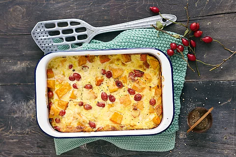 Kürbis-Hagebutten-Auflauf