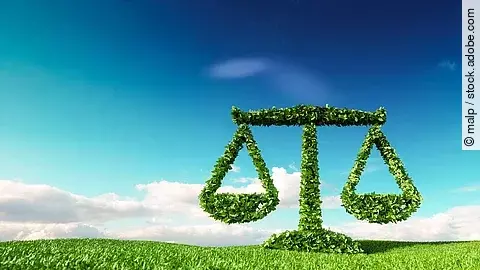 Eine ausbalancierte Waage aus Rasen