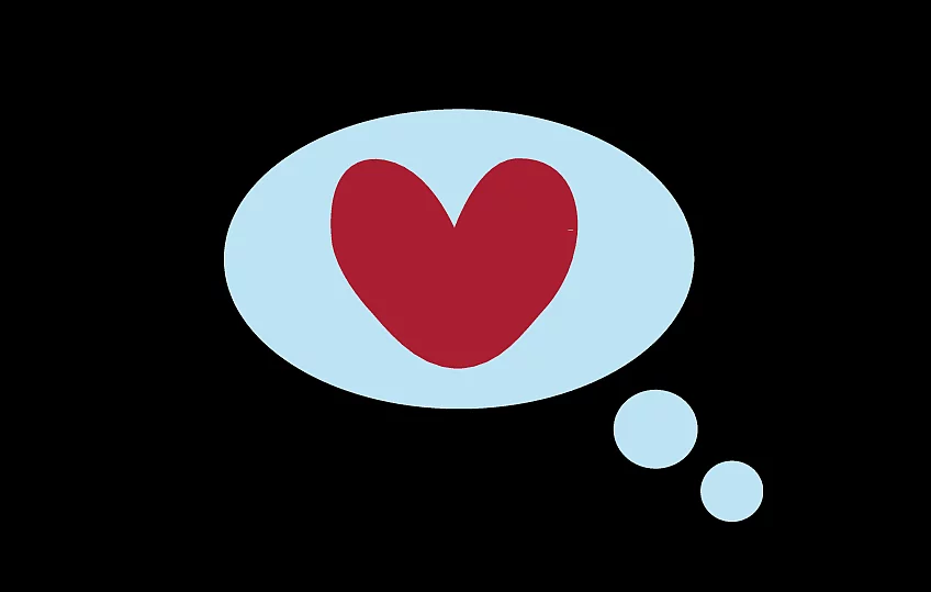 Illustration: Herz in einer Gedankenblase