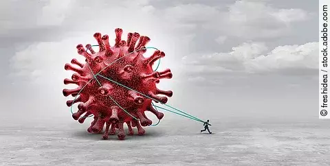 Long Covid; Mann zieht riesiges Coronavirus hinter sich her
