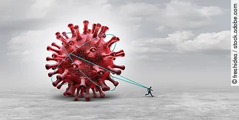 Long Covid; Mann zieht riesiges Coronavirus hinter sich her