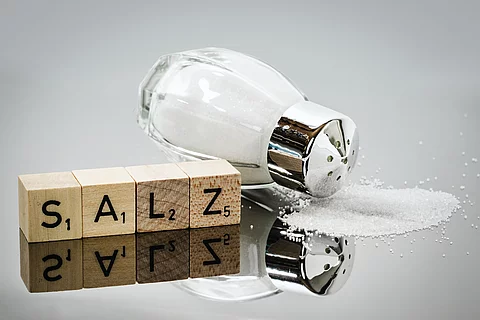 Salzstreuer mit Scrabble-Buchstabenreihe SALZ