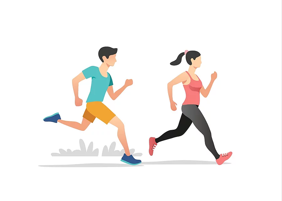 Grafik von einem männlichen Jogger und einer weiblichen Joggerin.