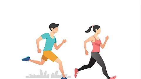 Grafik von einem männlichen Jogger und einer weiblichen Joggerin.